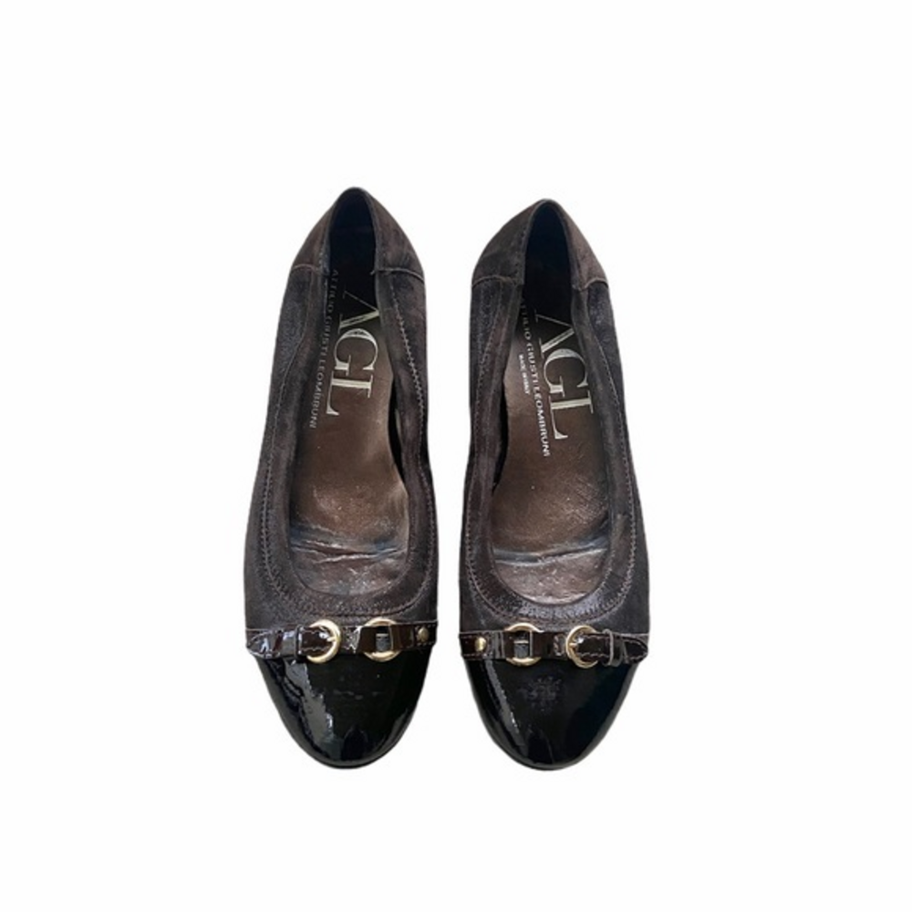 AGL Attilio Giusti Leombruni Brown Cap Toe Ballet Flats Size 8‎